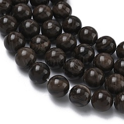 天然木レースストーン木製ジャスパービーズ連売り  ラウンド  8~9mm  穴：1mm  約45個/連  15.35''（39センチメートル）&nbsp;G-K365-F03-8mm