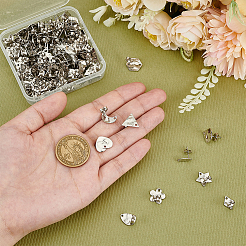 304ステンレススチールスタッドピアス金具  ステンレス鋼色  12~13.5x5~13.5mm  穴：1.4mm  ピン：10.5x0.5mm  10個/スタイル&nbsp;STAS-AN0001-05P