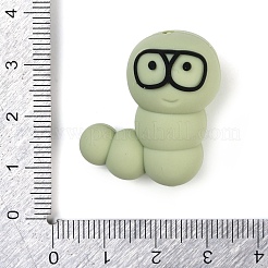 キャタピラー食品グレードシリコンフォーカルビーズ  DIYネックレスの製作  ダークカーキ  30x28x18.5mm  穴：2.5mm&nbsp;SIL-Q030-03C