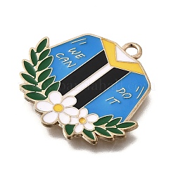 合金エナメルチャーム  ライトゴールド  花と文字が入った卒業式の制服  ドジャーブルー  27x28x1mm  穴：2mm&nbsp;ENAM-D302-02KCG-03A