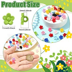 1つ穴アクリルシャンクボタン  花  ミックスカラー  11x7mm  穴：2mm&nbsp;MACR-CJZ0001-01