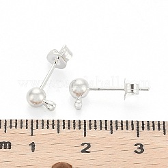 シルバーカラーメッキ真鍮ポストイヤリングパーツ  カン付き  15x6mm  穴：1mm  ボール：4mm  ピン：0.8mm&nbsp;X-EC593-S