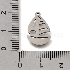 304ステンレスペンダント  ヨットのチャーム  ステンレス鋼色  18x12x1mm  穴：1.2mm&nbsp;SA-CBAF171-02P