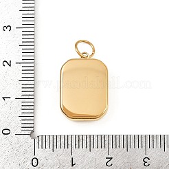 304ステンレススチールガラスペンダント  ハートを付きの矩形  丸カン付き  ゴールドカラー  19.5x13x5mm  穴：4.5mm&nbsp;LS-STAS-K307-13G