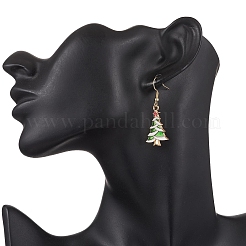 合金エナメルクリスマスツリーダングルイヤリング10組  304ステンレス鋼  ゴールドカラー  37.5~43.5x10.5~16.5mm&nbsp;EJEW-JE06538