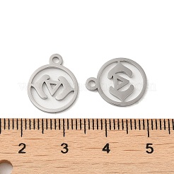 変色しない304ステンレススチールチャーム  レーザー切断  チャクラアージュナーチャーム  ステンレス鋼色  14.5x12x1mm  穴：1.4mm&nbsp;STAS-J042-10P
