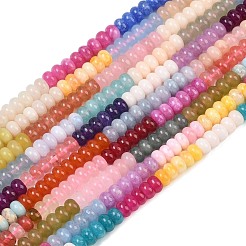 染め加工天然石ホワイトジェイドビーズ連売り  滑らかなロンデル  ミックスカラー  8x4.5mm  穴：0.7mm  約79個/連  15.94''（40.5センチメートル）&nbsp;X-GG-CBA7CEF-01
