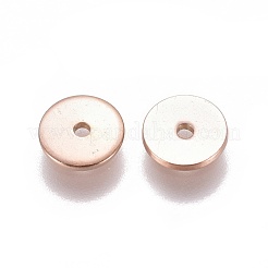 イオンプレーティング（IP）304ステンレススチールスペーサービーズ  フラットラウンド  ローズゴールド  6x0.8mm  穴：1mm&nbsp;STAS-G200-02A-RG
