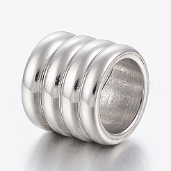 変色しにくい304ステンレススチールチューブビーズ  ステンレス鋼色  11x10mm  穴：8mm&nbsp;STAS-F150-018P