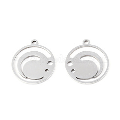 変色しない201ステンレススチールペンダント  笑顔のチャーム  ステンレス鋼色  17x15x1mm  穴：1.4mm&nbsp;STAS-N091-173P