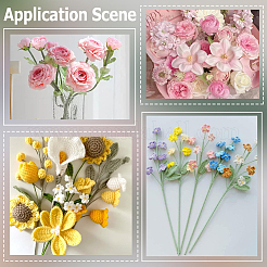 鉄製の茎の花の棒100本  プラスチック製のパーツと  造花ブーケサポート用  グリーン  304x2mm&nbsp;AJEW-SP0003-73A