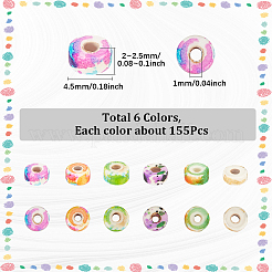 6連売り6色ベーキングペイント合成ターコイズビーズ連売り  エナメル  ディスク  4.5x2~2.5mm  穴：1mm  約155個/連  15.24インチ（38.7cm）  1本/色&nbsp;G-SC0003-30A