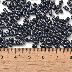 オペークガラスシードビーズ  ピーナッツ  マリンブルー  3.5~4x2~2.5x2~2.3mm  穴：0.8mm  約8000個/ポンド&nbsp;SEED-K009-06B-06