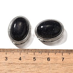 合成ブルーゴールドストーンマルチ連リンク  オーバル  カドミウムフリー＆鉛フリー  プラチナ  21x16.5x11.5mm  穴：3mm&nbsp;KK-M304-02P-19
