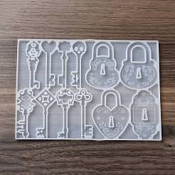 キー & ロックペンダント DIY シリコンペンダント金型  レジン型  ホワイト  142x201x6.5mm  内径：69x19~53mm&nbsp;DIY-F139-05