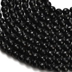 天然石ブラックトルマリンビーズ連売り  多面カット  ラウンド  4.5mm  穴：0.5mm  約83個/連  15.43''（39.2センチメートル）&nbsp;G-H329-D02-4mm