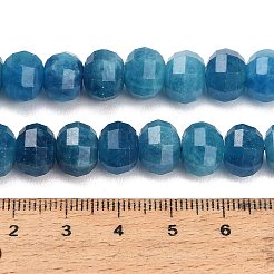 染め加工天然石ホワイトジェイドビーズ連売り  カボチャ  多面カット  スチールブルー  9.5~10x7~8mm  穴：1.2mm  約51個/連  14.76''（37.5センチメートル）&nbsp;GG-CBA9106-01M
