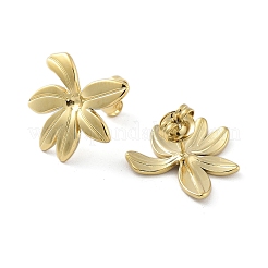 イオンプレーティング（IP）304ステンレススチールスタッドピアス  花  14KGP本金メッキ  18x17mm&nbsp;EJEW-P258-34G