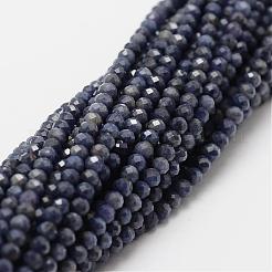 天然サファイアビーズ連売り  多面カット  ラウンド  3mm  穴：0.5mm  約120~129個/連  15.5インチ（39cm）&nbsp;G-P271-3mm-13