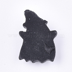 樹脂カボション  ゴーストと帽子  ハロウィン  ブラック  27x19x6.5mm&nbsp;CRES-T010-105A