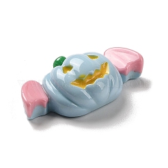 ハロウィーン不透明樹脂デコデンカボション  コウモリの羽の付いたカボチャ  ライトブルー  19x33x10mm&nbsp;CRES-R201-01C