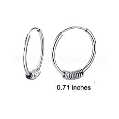 ロジウムメッキ 925 スターリングシルバー サークル ビーズ ハギー フープ イヤリング 女性用  プラチナ  18mm&nbsp;JE912A-02