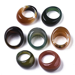 天然瑪瑙指輪  ワイドバンドリング  染め  ミックスカラー  内径：17.5~20mm&nbsp;G-N0326-033