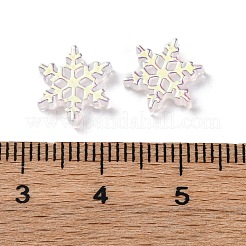 蓄光＆電気メッキ樹脂デコデンカボション  スノーフレーク  暗闇で光る  ホワイト  11x11x2mm&nbsp;RESI-Z032-01B