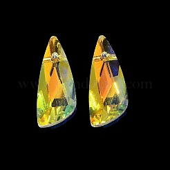 ガラスチャーム  ナゲット  ABカラー  多面カット  クリアAB  22x9x4.5mm  穴：1.2mm&nbsp;GLAA-I057-22A