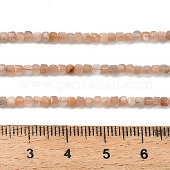 天然石ピーチ色ムーンストーンビーズ連売り  ファセットテーブルカットキューブビーズ  2.5x2.5x2.5mm  穴：0.6mm  約157個/連  14.96インチ（38cm）&nbsp;G-RM2025526-B03-2.5mm