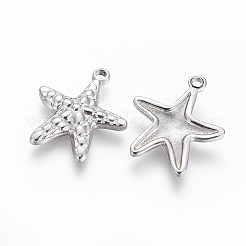 変色しにくい304ステンレススチールペンダント  ヒトデ/海星  ステンレス鋼色  23~23.3x19.7~19.8x3~4mm  穴：1.8~2mm&nbsp;LS-STAS-I105-31P