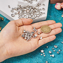 585 個 15 スタイル ccb プラスチックビーズ  多面カット  混合形状  プラチナ  4~9x4~10mm  穴：1~2.5mm&nbsp;CCB-TA0001-04