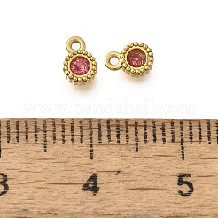 304ステンレススチールマイクロパヴェキュービックジルコニアチャーム  ゴールド  ラウンド  5.5x3.5x2mm  穴：0.8mm&nbsp;STAS-U027-02G-08