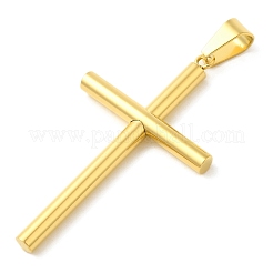イオンプレーティング（IP）304ステンレススチールビッグペンダント  クロスチャーム  ゴールドカラー  52x30x4.5mm  穴：9x5mm&nbsp;STAS-D110-30G