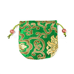 中国刺繍のサテン巾着バッグ  長方形  イヤリング、ブレスレットの包装用のギフトジュエリー包装袋  混合模様  ミックスカラー  11~11.5x9.5~10.5x0.4cm&nbsp;ABAG-N008-10x11-C01