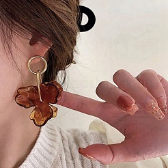 女性用合金アクリルスタッドピアス  花  シエナ  56x29mm&nbsp;WGF3E6B-01