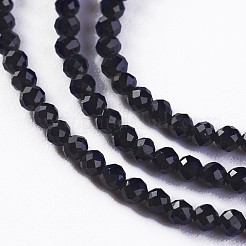 ガラスビーズ連売り  多面カット  ラウンド  ブラック  2x2mm  穴：0.4mm  約183~187個/連  13.38