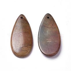 天然ピカソストーン/ピカソジャスパーペンダント  ティアドロップ  41~42x18~19x3~5mm  穴：1.5mm&nbsp;G-K171-04G
