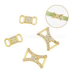 鉄製靴紐バックルクリップ 4組 2スタイル  ラインストーン付き  ゴールドカラー  20.5~25x10~17x3~3.5mm  2ペア/スタイル&nbsp;IFIN-AR0001-37