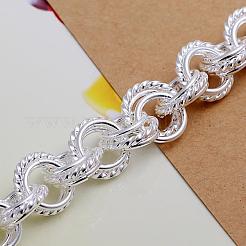ユニセックス真鍮ロープチェーンブレスレット  トグル留め金付き  銀色のメッキ  205x10mm&nbsp;BJEW-BB12454