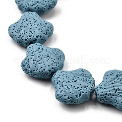 染色された天然溶岩石ビーズ連売り  シェル形状  スチールブルー  19x21x7.5mm  穴：1.4mm  約21個/連  15.75''（40センチメートル）&nbsp;G-A264-A04-01B