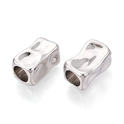 テクスチャ加工された合金製の大きな穴のビーズ  ナゲットの形状  プラチナ  19.5x12x11mm  穴：7.8mm&nbsp;PALLOY-T091-44P