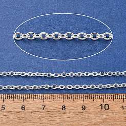 304ステンレススチールアズキチェーン  ハンダ付け  スプールで  銀  3x2.5x0.5mm&nbsp;SA-CBA4160-08A-S