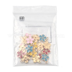 10本合金エナメルペンダント  花のチャーム  ゴールドカラー  ブラック  16x13.5x2mm  穴：1.6mm&nbsp;FIND-FS0005-32A