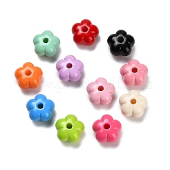 ベーキングペイント不透明アクリルビーズ  花  エナメル  ミックスカラー  13x13.5x8mm  穴：3mm&nbsp;SACR-P035-05