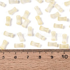 Fgbグレードaドローベンチスタイルガラスシードビーズ  竹の共同  模造キャットアイビーズ  シャンパンイエロー  7.5x3.5~4mm  穴：1.2~1.5mm  約3000個/ポンド&nbsp;SEED-Q040-01A-06
