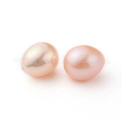 天然養殖淡水パールビーズ連売り  片穴  ポテト  桃パフ  8~10x7~8mm  穴：0.8mm&nbsp;PEAR-G007-46