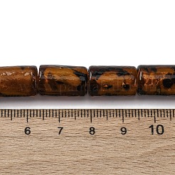 手作りゴールドパウダー入りランプワークビーズ連売り  ヒョウ柄の列  サドルブラウン  15~15.5x10~10.5mm  穴：1.5mm  約25個/連  15.16''（38.5センチメートル）&nbsp;LAMP-Q045-03A