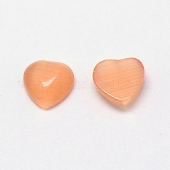 キャッツアイカボション  ハート  ライトサーモン  6x6x3mm&nbsp;CE-J003-6x6mm-15