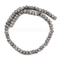 天然な地図の石のビードの繊維  ロンデル  多面カット  8~8.5x5~6mm  穴：1mm  約68~76個/連  14.96~15.35''（38~39センチメートル）&nbsp;G-C259-A35-5x8mm